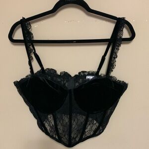 Alex & Sophia Women’s Velvet Lace Bustier Castle Coquette Gothic Black 13/14